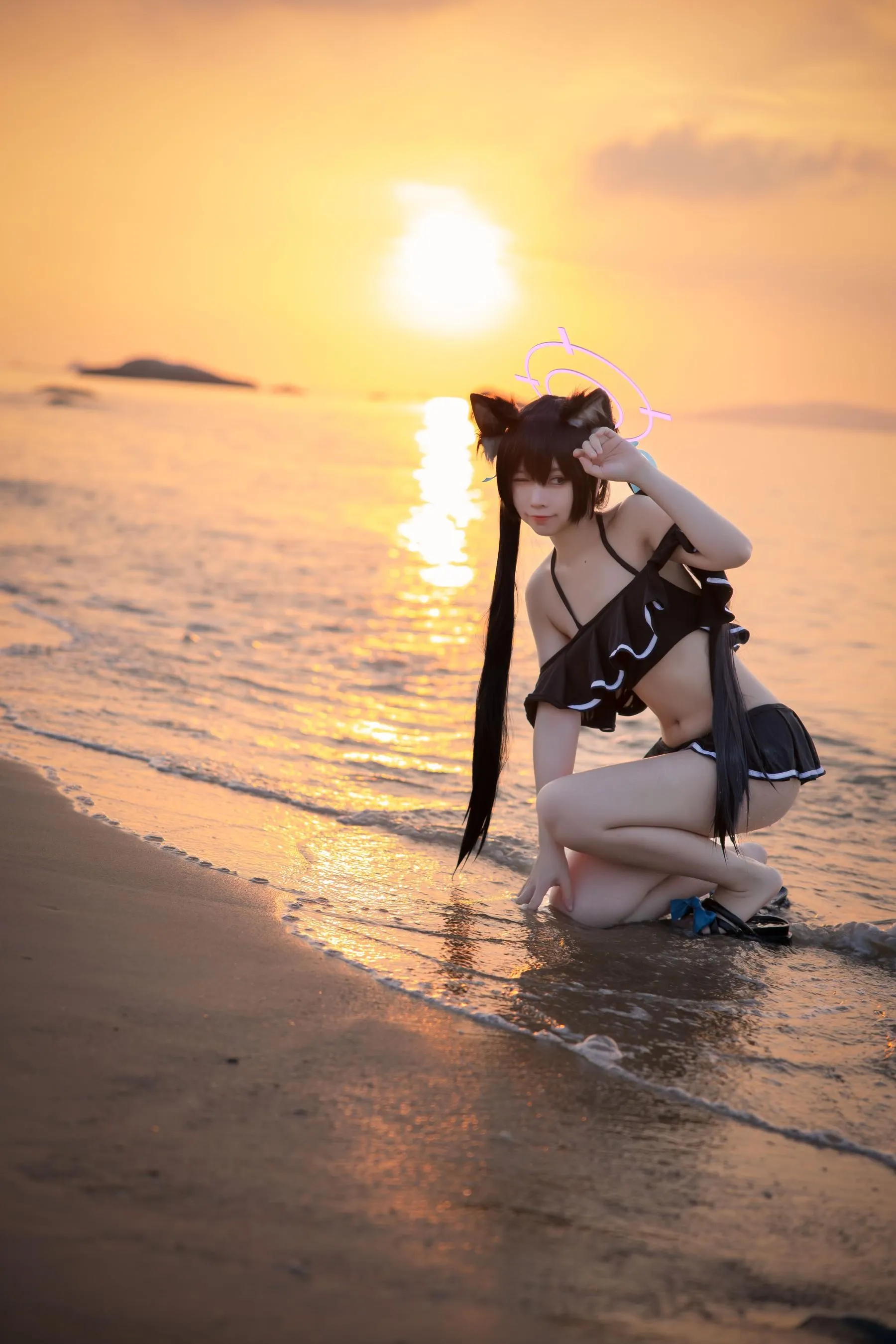 G44不会受伤 – NO.80 碧蓝档案 黑見芹香 海边泳装 [21P]插图8